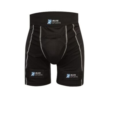 Blue Sports Compression JOCK Pro Shorts With Cup and Velcro Senior Hockeysusp