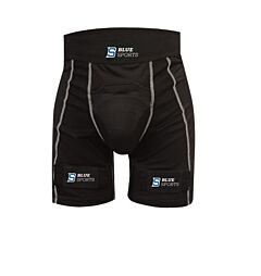 Hockeysusp Blue Sports Compression JOCK Pro Shorts With Cup and Velcro Senior XXL