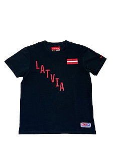 T-shirt CCM DIAGONAL SS Tee Latvia Senior Black2XL
